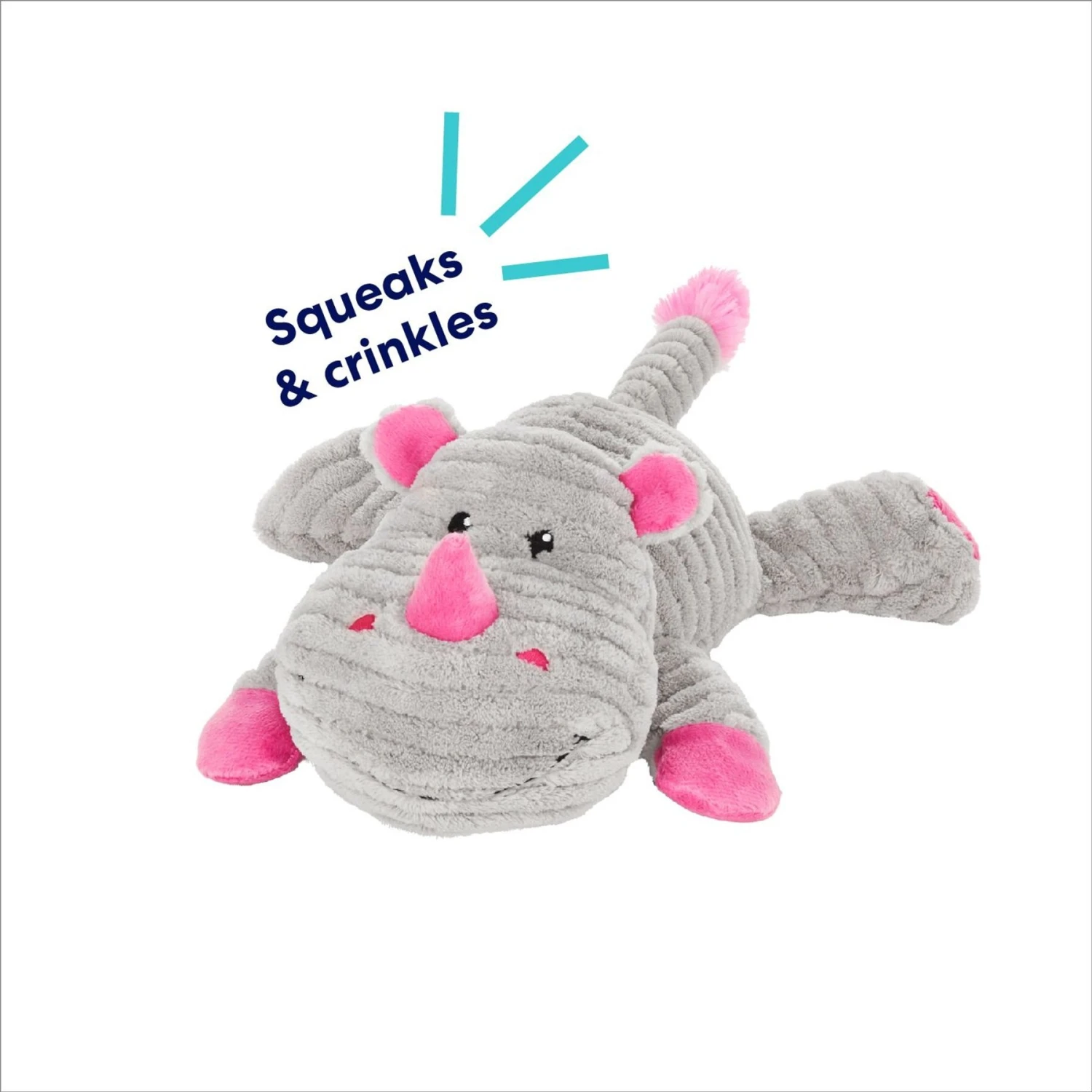 Frisco Rhino Corduroy Plush Squeaky Dog Toy 3 Frisco Rhino Corduroy Plush Squeaky Dog Toy - Image 3