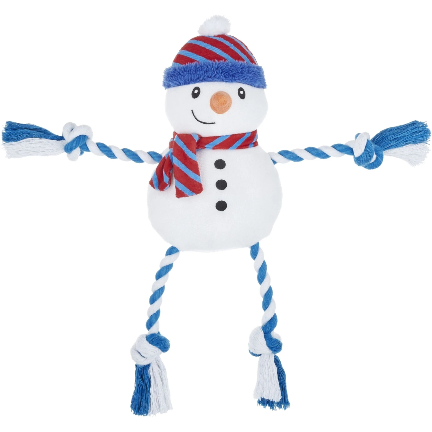 Frisco Holiday Snowman Plush With Rope Squeaky Dog Toy 1 Frisco Holiday Snowman Plush With Rope Squeaky Dog Toy