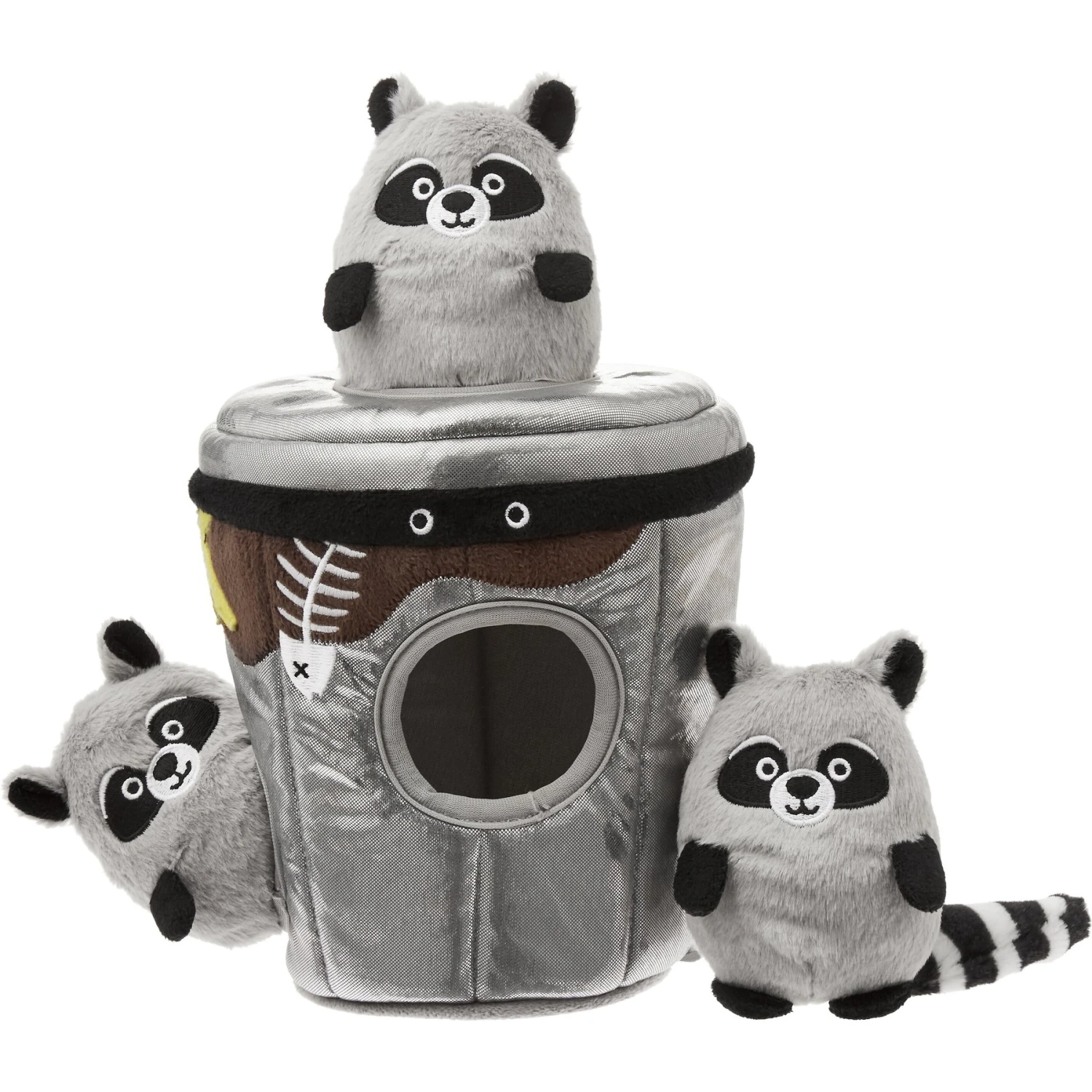 Frisco Trash Can & Raccoons Hide & Seek Puzzle Plush Squeaky Dog Toy 1 Frisco Trash Can & Raccoons Hide & Seek Puzzle Plush Squeaky Dog Toy