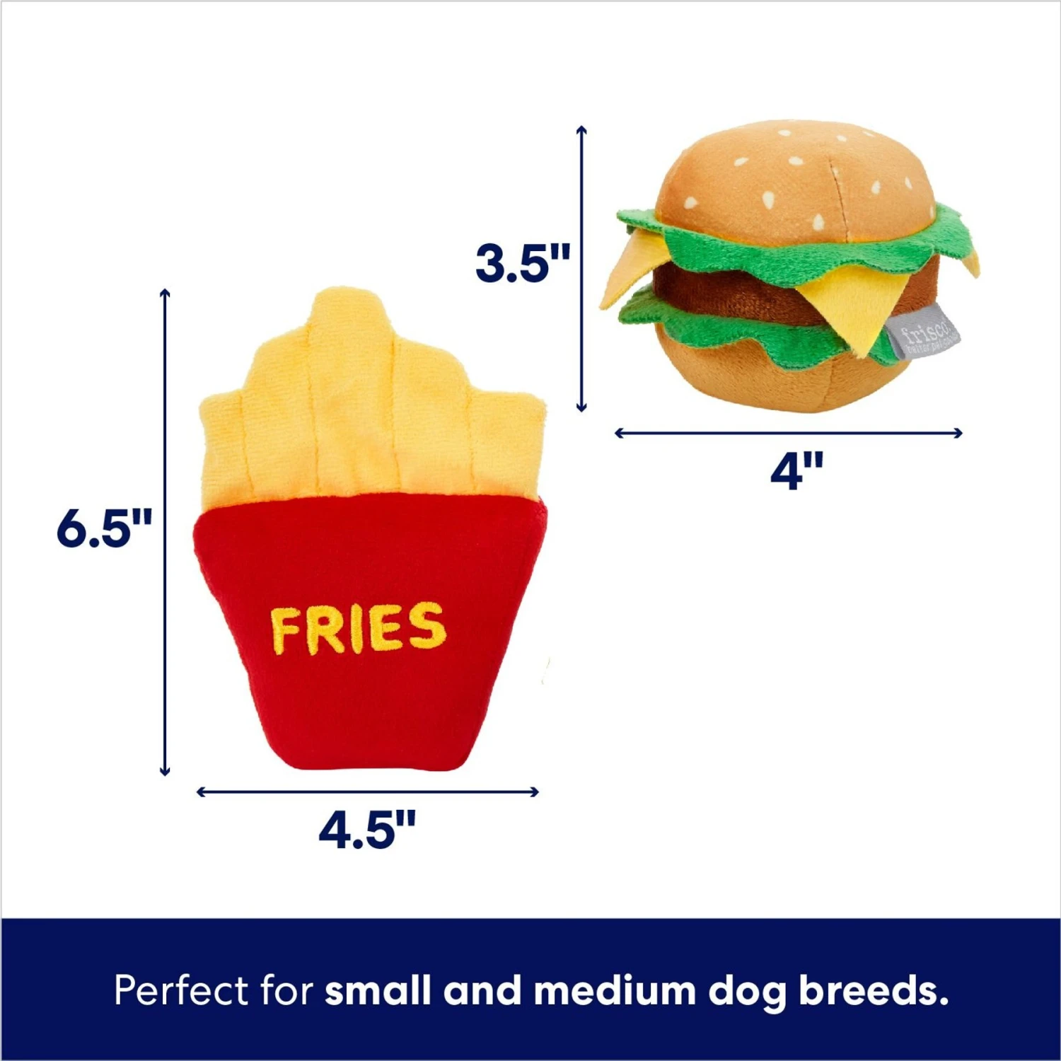 Frisco Burger & Fries Plush Squeaky Dog Toy 2 Frisco Burger & Fries Plush Squeaky Dog Toy - Image 2