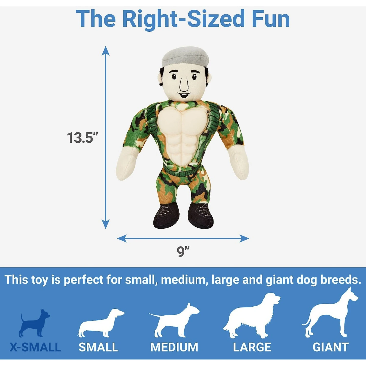 Frisco Retro Camo Hero Muscle Plush Squeaky Dog Toy 2 Frisco Retro Camo Hero Muscle Plush Squeaky Dog Toy - Image 2