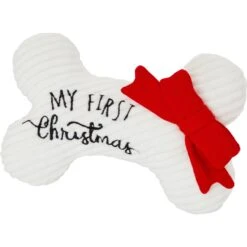 New Arrival 17 Frisco Holiday My First Christmas Bone Plush Squeaky Dog Toy