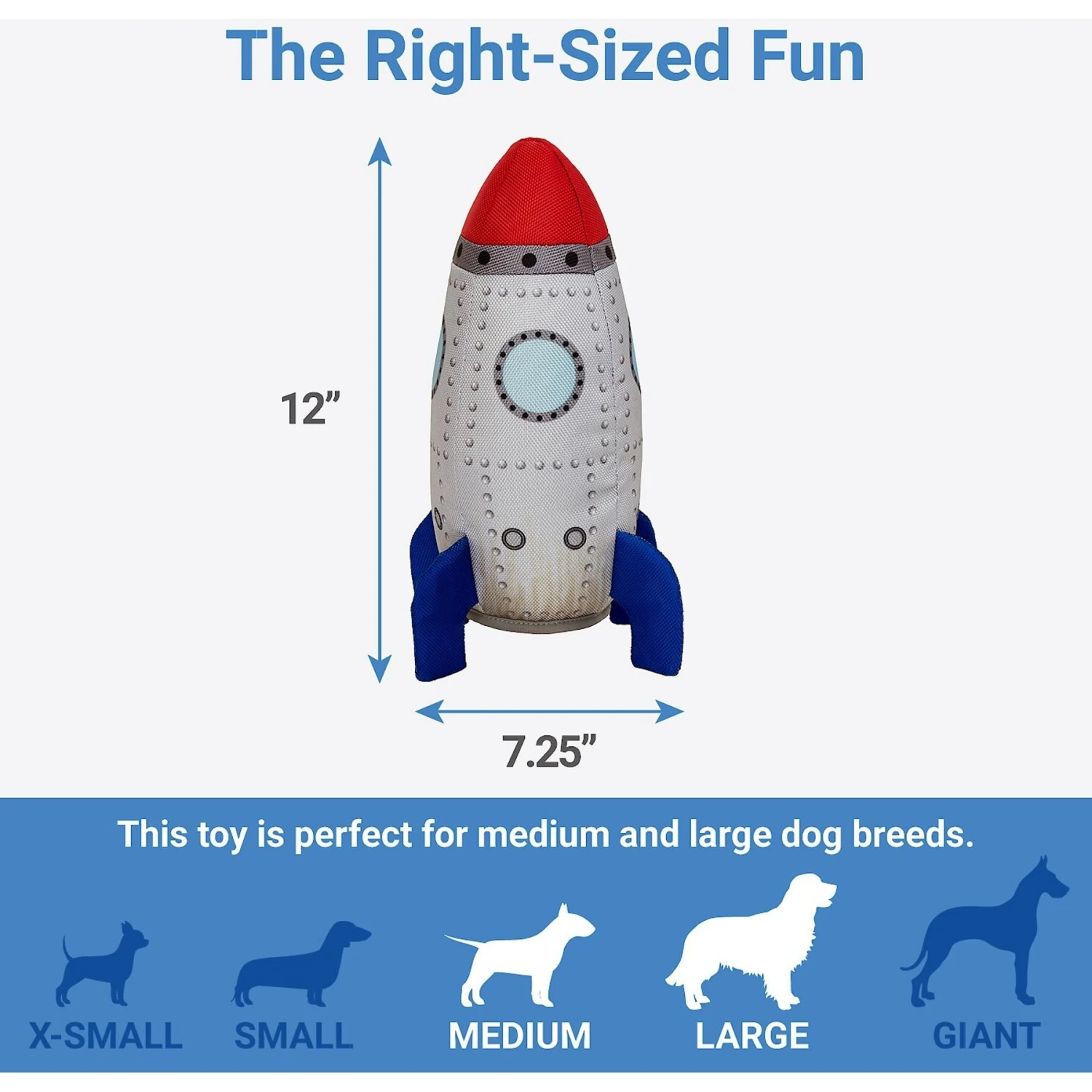Frisco Ballistic Nylon Plush Squeaky Rocket Ship Dog Toy 2 Frisco Ballistic Nylon Plush Squeaky Rocket Ship Dog Toy - Image 2