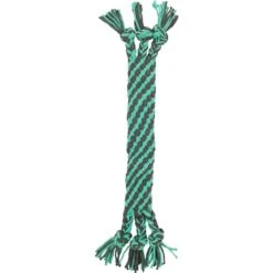 Frisco Flat Teal & Gray Braided Rope Squeaky Fetch Dog Toy