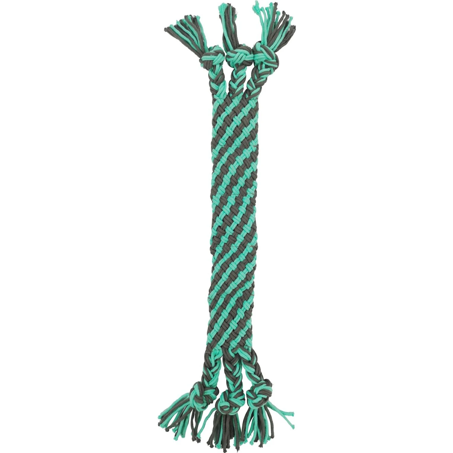 Frisco Flat Teal & Gray Braided Rope Squeaky Fetch Dog Toy 1 Frisco Flat Teal & Gray Braided Rope Squeaky Fetch Dog Toy