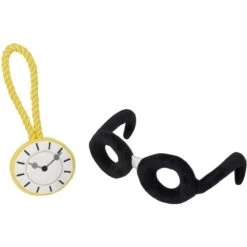 Frisco 41 Frisco Magic Pocket Watch & Glasses Plush Squeaky Dog Toy, 2 Count