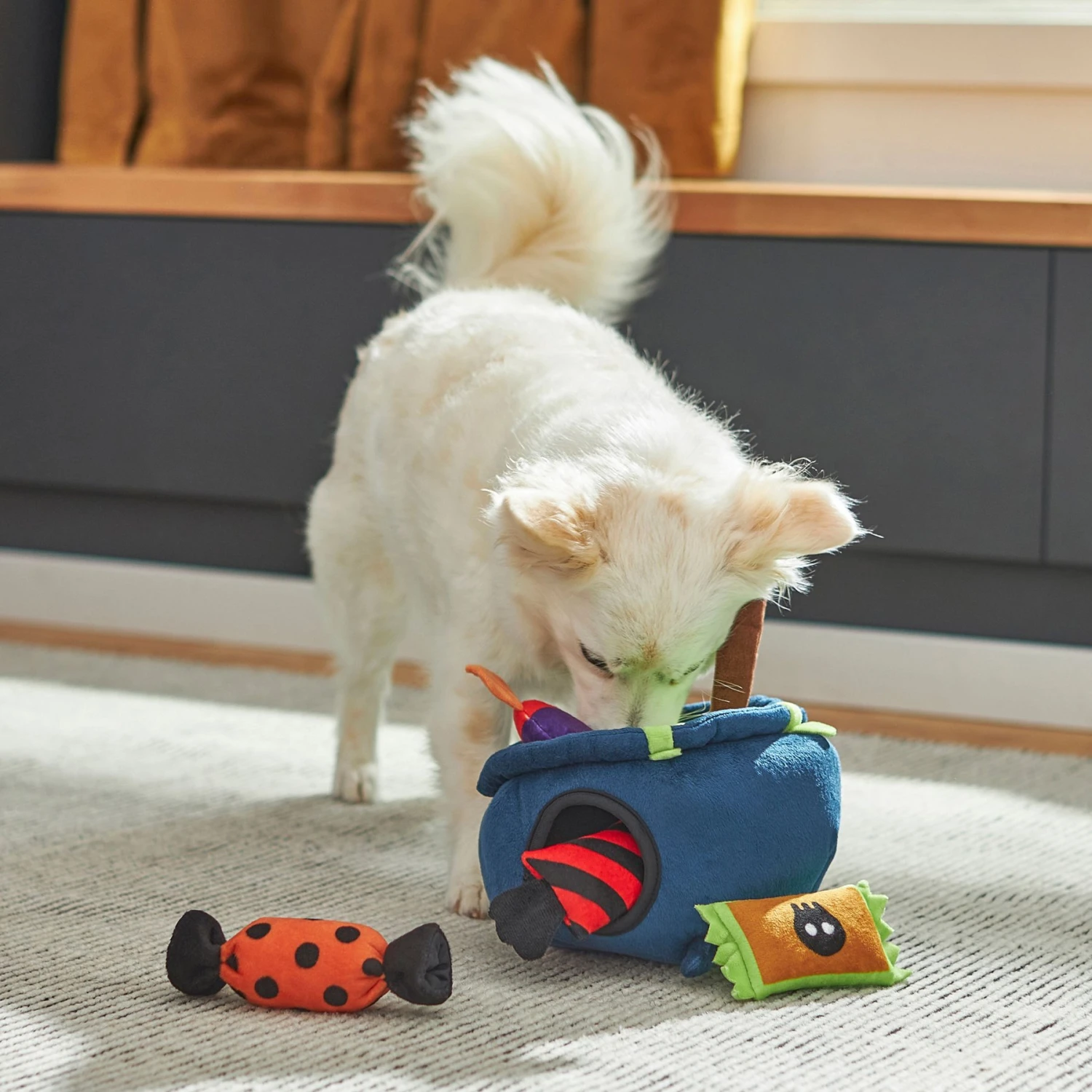 Frisco Halloween Candy Cauldron Hide & Seek Puzzle Plush Squeaky Dog Toy 4 Frisco Halloween Candy Cauldron Hide & Seek Puzzle Plush Squeaky Dog Toy - Image 4