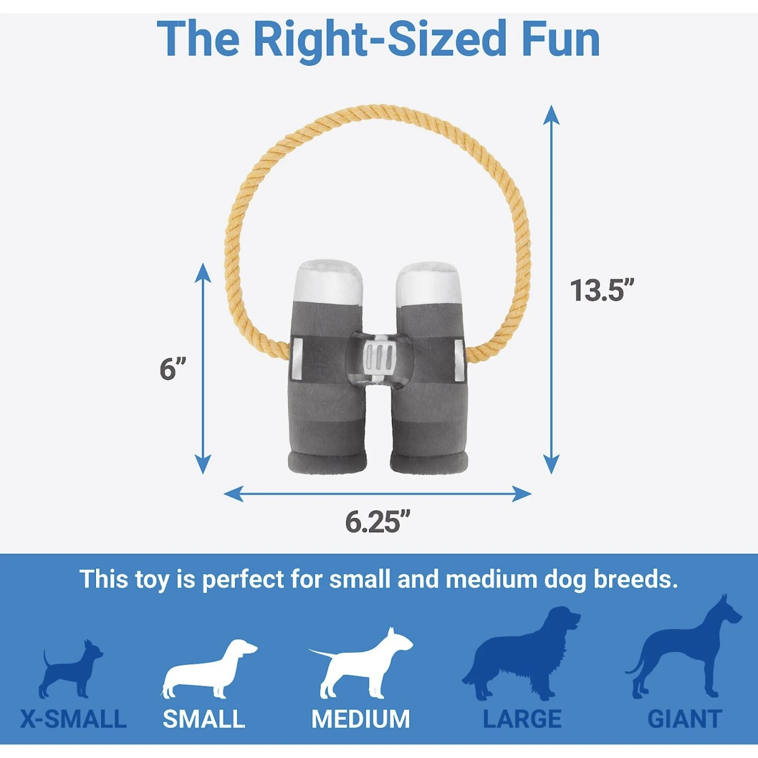 Frisco Camping Binoculars Plush With Rope Squeaky Dog Toy 2 Frisco Camping Binoculars Plush With Rope Squeaky Dog Toy - Image 2