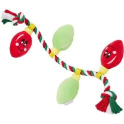 Frisco 35 Frisco Holiday Lights Plush With Rope Squeaky Dog Toy