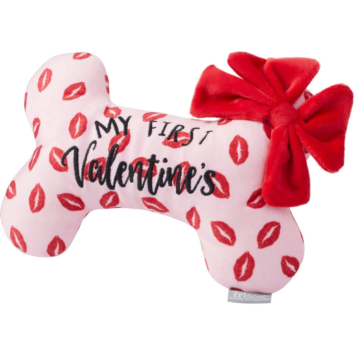 Frisco Valentine My First Valentine's Bone Reversible Plush Squeaky Dog Toy 1 Frisco Valentine My First Valentine's Bone Reversible Plush Squeaky Dog Toy