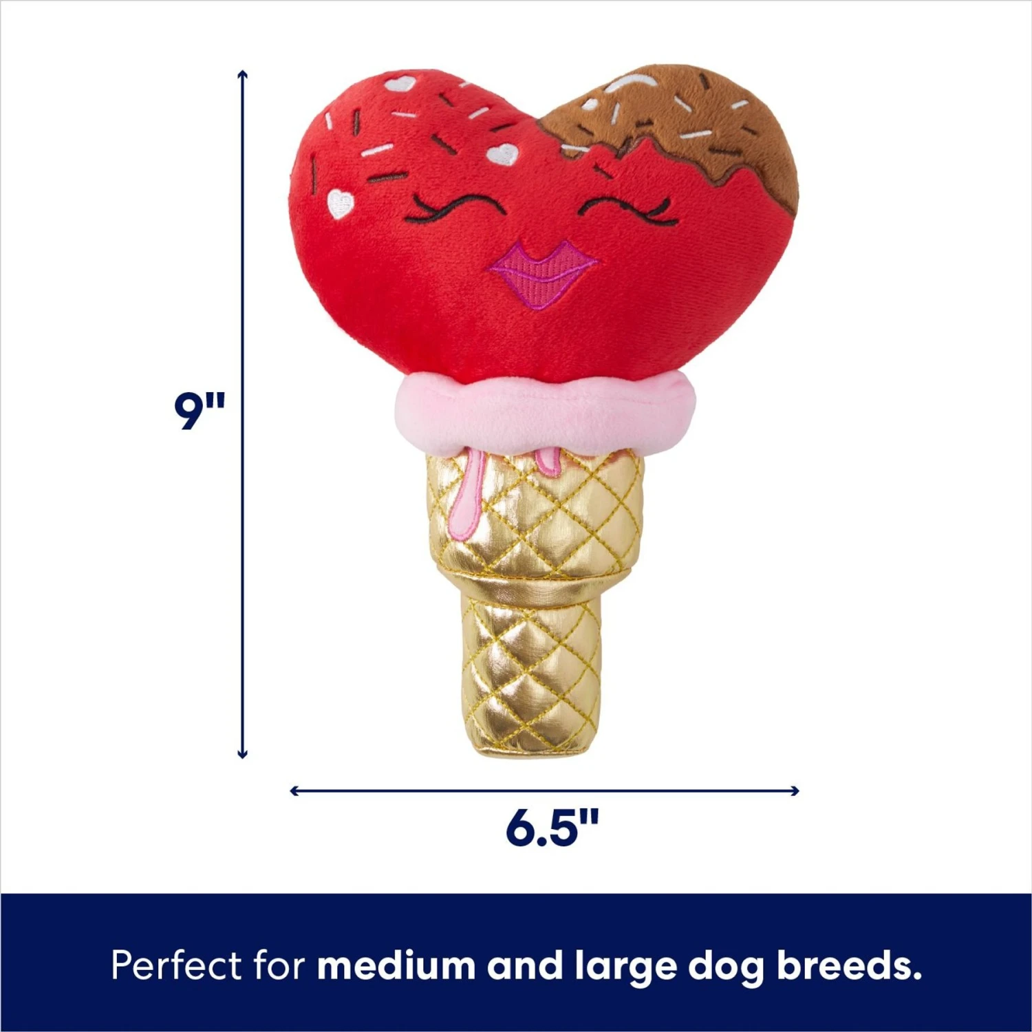 Frisco Valentine Ice Cream Plush Squeaky Dog Toy 2 Frisco Valentine Ice Cream Plush Squeaky Dog Toy - Image 2