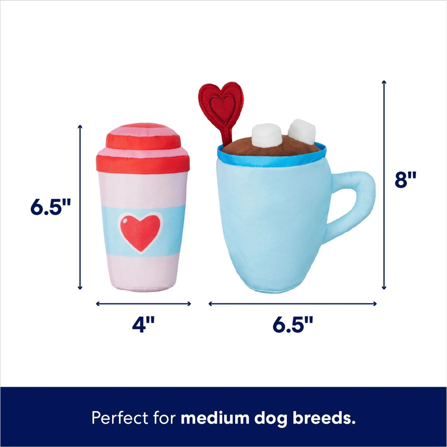 Frisco Valentine Coffee For Two Ballistic Nylon Plush Squeaky Dog Toy 2 Frisco Valentine Coffee For Two Ballistic Nylon Plush Squeaky Dog Toy - Image 2