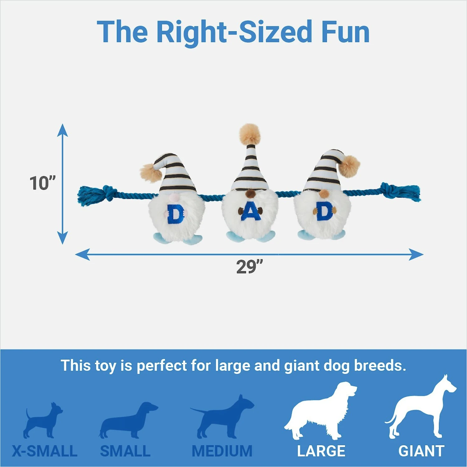 Frisco Dad Gnome Plush With Rope Dog Toy 2 Frisco Dad Gnome Plush With Rope Dog Toy - Image 2