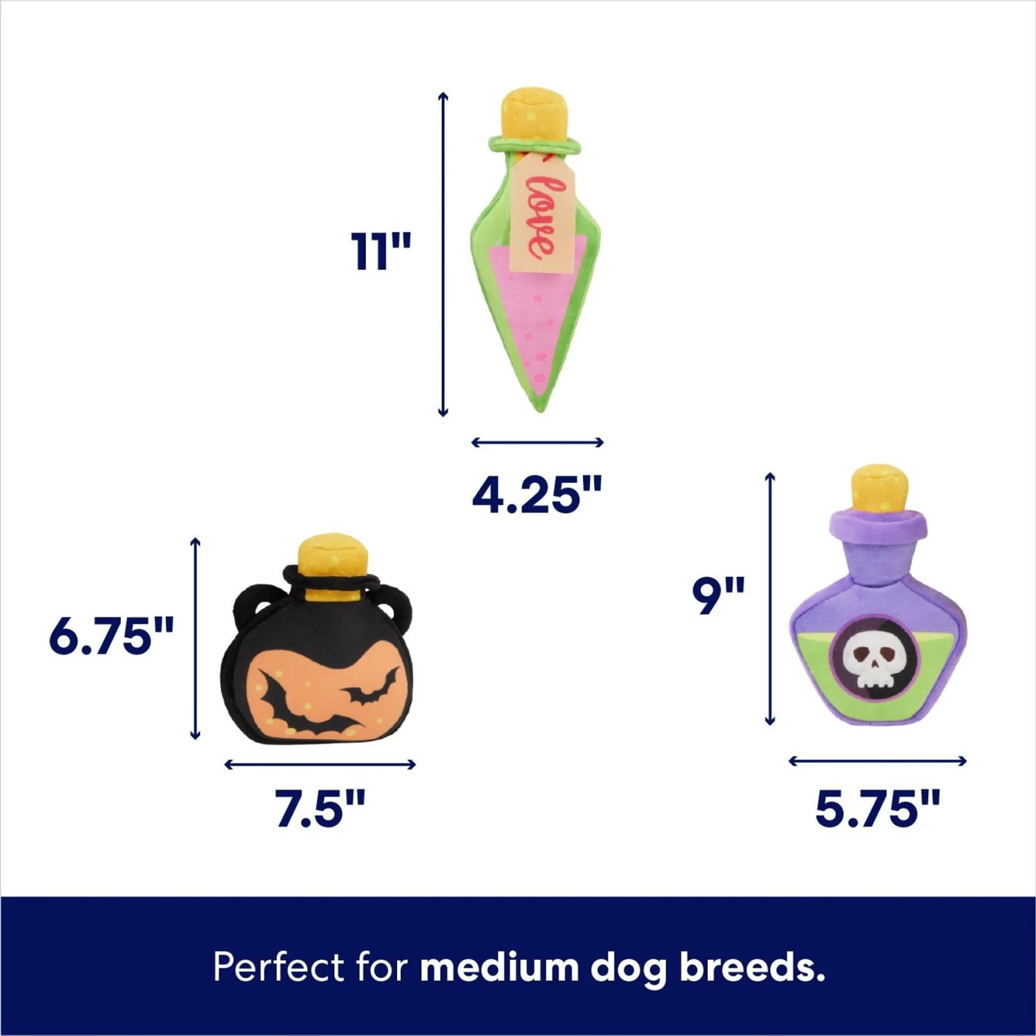Frisco Halloween Potion Bottles Plush Squeaky Dog Toy 2 Frisco Halloween Potion Bottles Plush Squeaky Dog Toy - Image 2