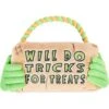 Frisco Halloween "Will Do Tricks For Treats" Sign Plush With Rope Squeaky Dog Toy