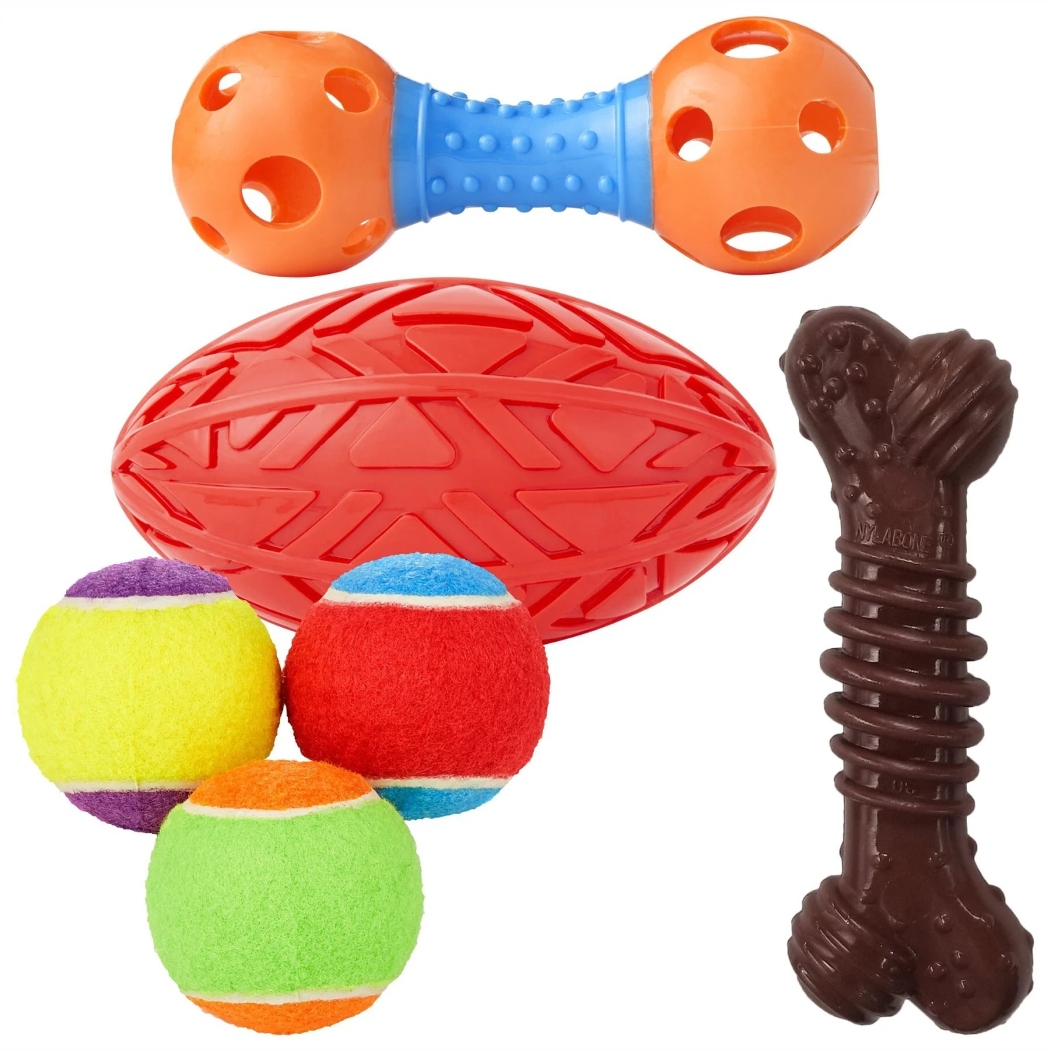 Frisco Dumbbell TPR Fetch Dog Toy + 3 Items 1 Frisco Dumbbell TPR Fetch Dog Toy + 3 Items