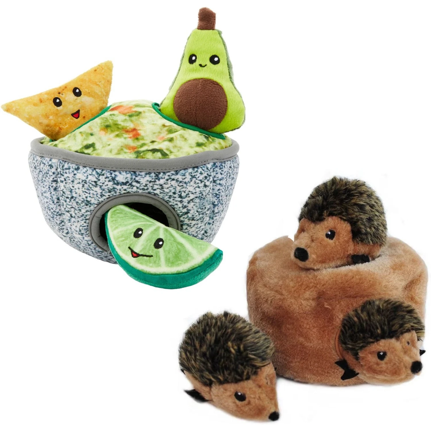 Frisco Guacamole Hide & Seek Puzzle Plush Squeaky Dog Toy & ZippyPaws Burrow Squeaky Hide & Seek Plush Dog Toy, Hedgehog Den 1 Frisco Guacamole Hide & Seek Puzzle Plush Squeaky Dog Toy & ZippyPaws Burrow Squeaky Hide & Seek Plush Dog Toy, Hedgehog Den