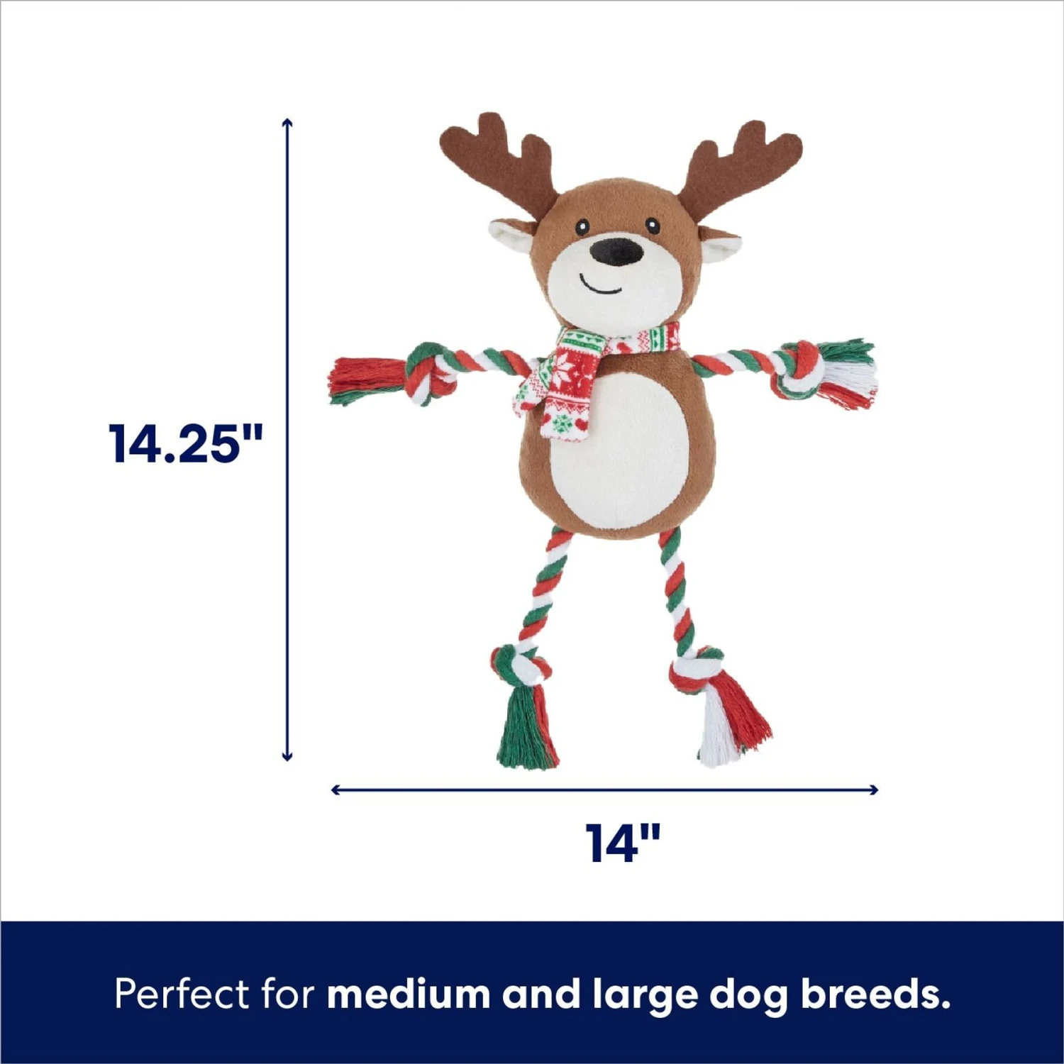 Frisco Holiday Reindeer Plush With Rope Squeaky Dog Toy & Frisco Holiday Lights Plush With Rope Squeaky Dog Toy 3 Frisco Holiday Reindeer Plush With Rope Squeaky Dog Toy & Frisco Holiday Lights Plush With Rope Squeaky Dog Toy - Image 3